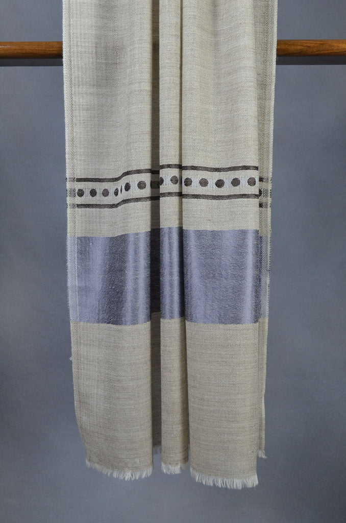 Blue Border Merino & Silk Scarf