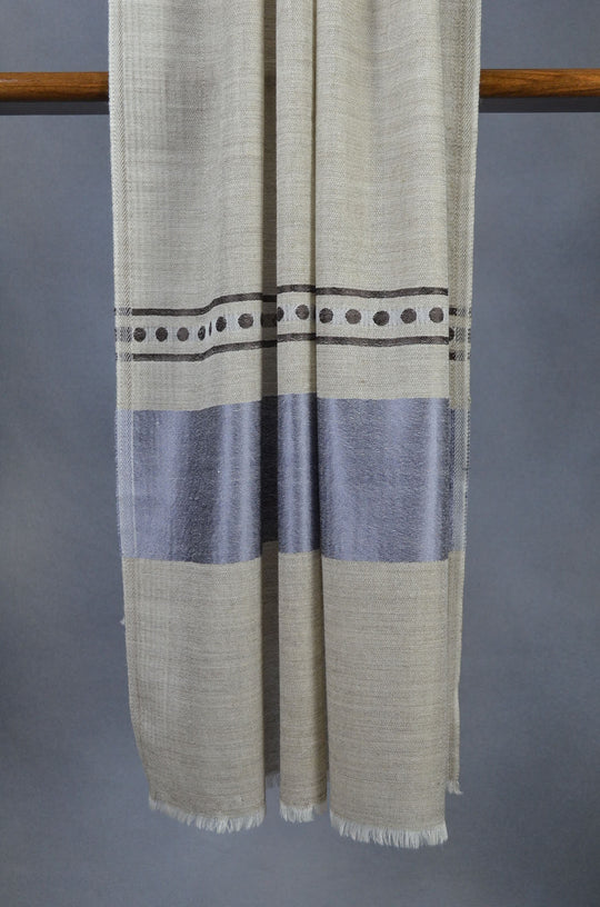 Blue Border Merino & Silk Scarf