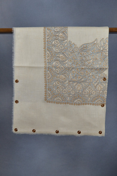 Ivory Dourdar Pashmina Mussar
