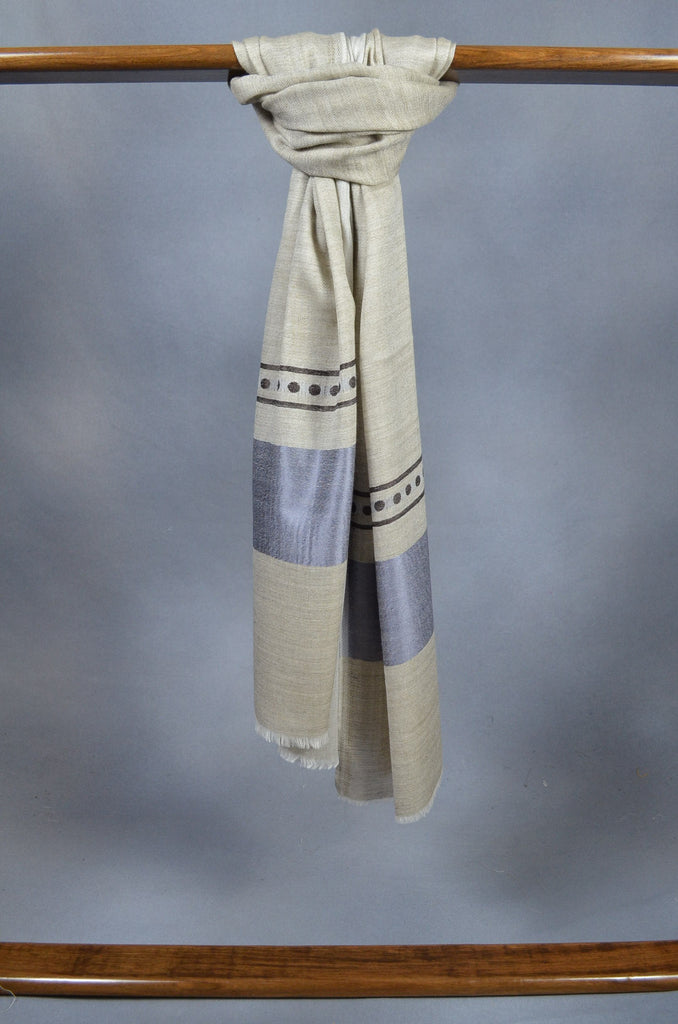 Blue Border Merino & Silk Scarf