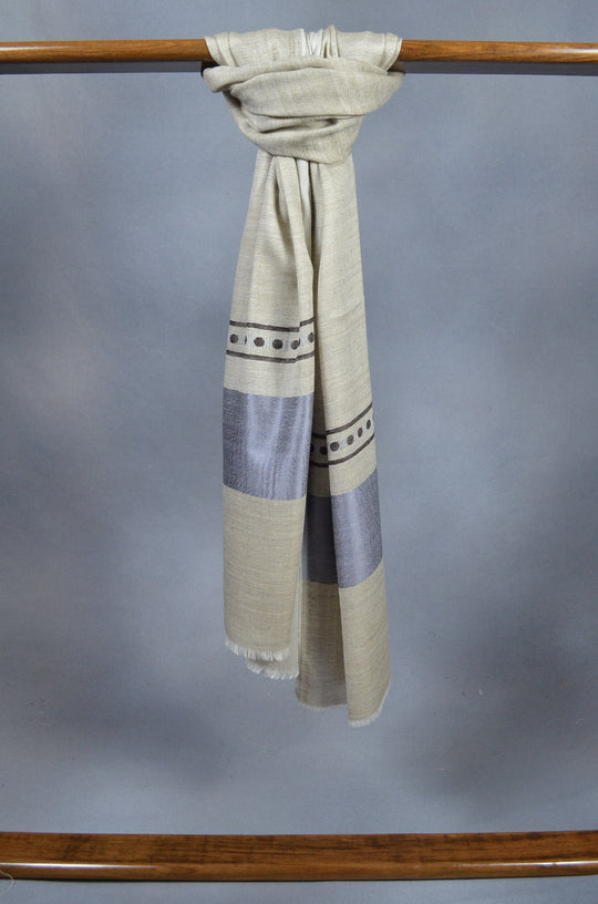 Blue Border Merino & Silk Scarf