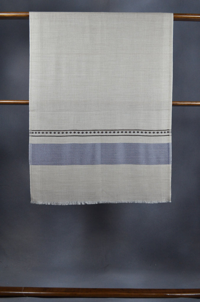 Grey Border Merino & Silk Scarf