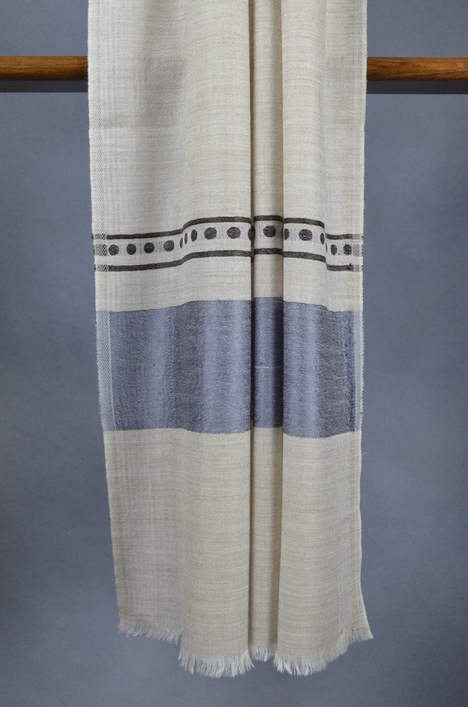 Grey Border Merino & Silk Scarf