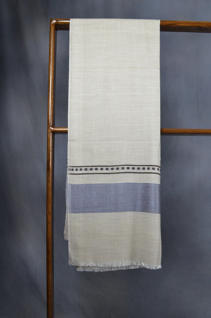 Grey Border Merino & Silk Scarf