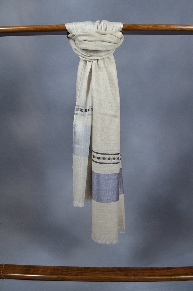 Grey Border Merino & Silk Scarf