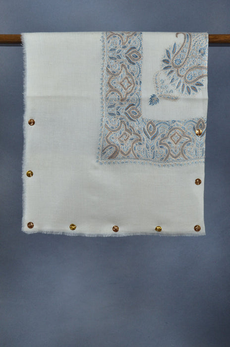 Ivory Dourdar Pashmina Mussar