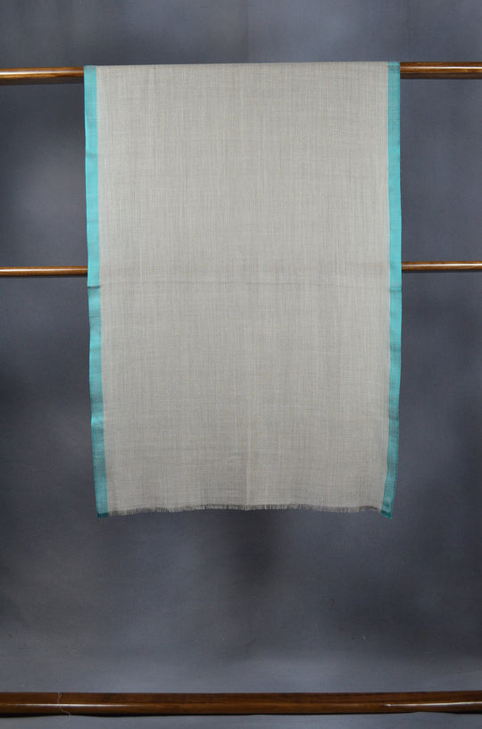Green Border Natural Base Merino & Silk Scarf