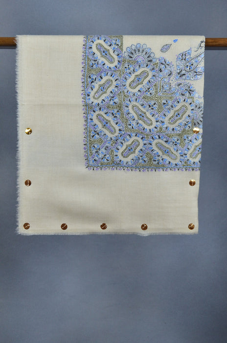 Ivory Dourdar Pashmina Mussar