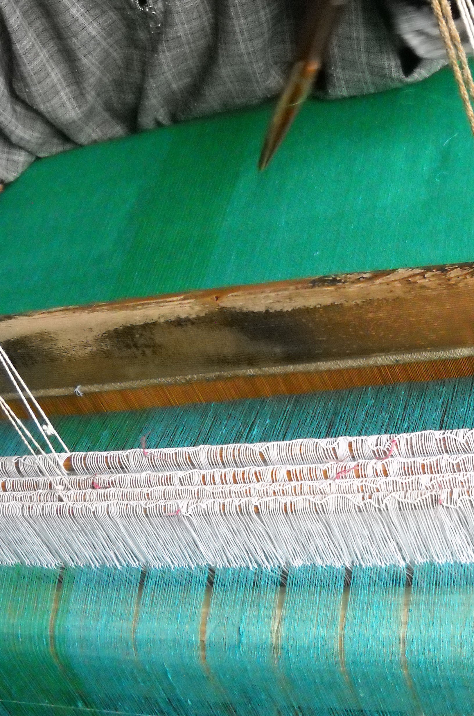 Bright Green and Turquoise Handwoven Cashmere Pashmina Scarf