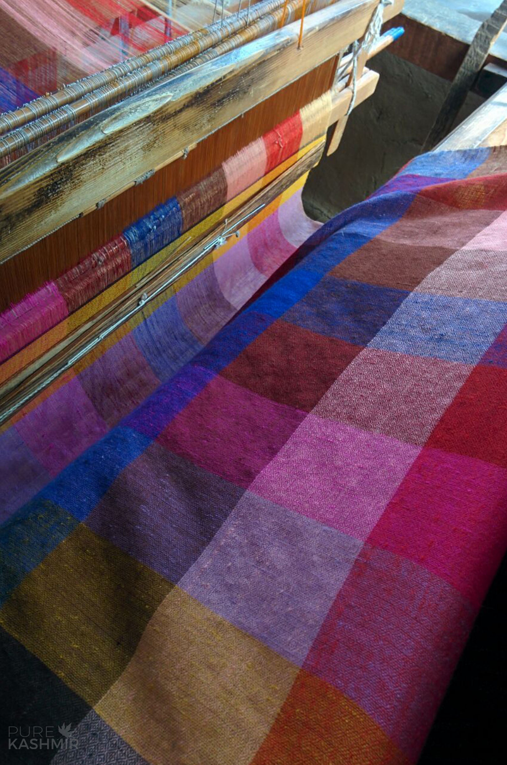 Big Check Multi Color Handwoven Cashmere Pashmina Scarf
