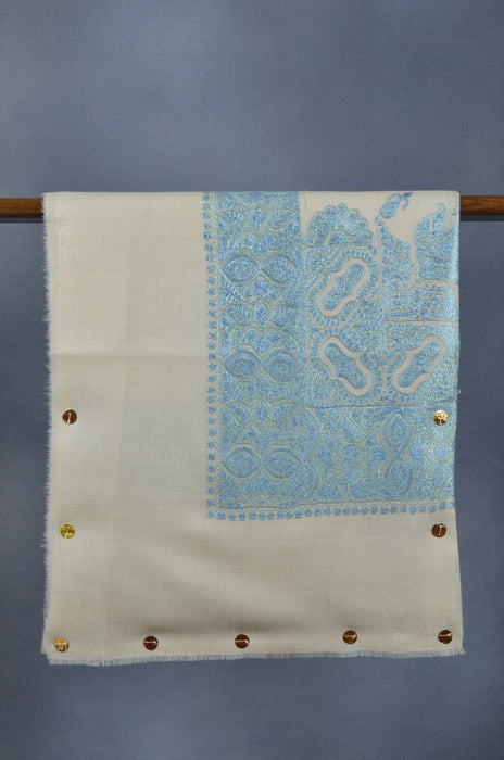 Ivory Dourdar Pashmina Mussar