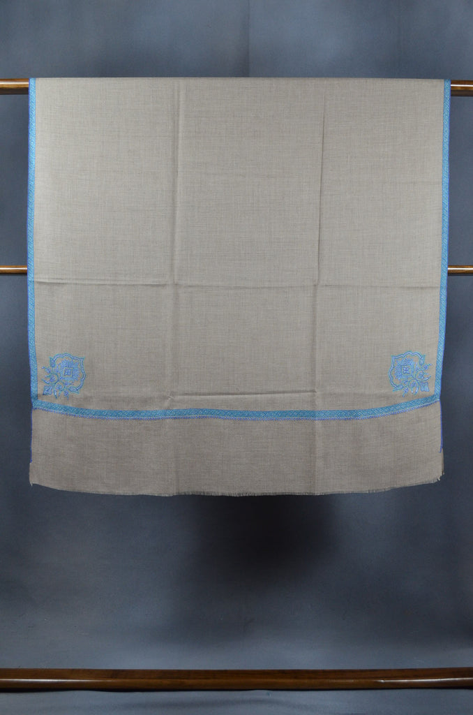 Un Dyed Natural Base Medium Cone Motif Embroidery Cashmere Pashmina Shawl