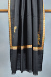 Black Base long Cone Motif Embroidery Cashmere Pashmina Shawl