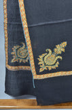 Black Base long Cone Motif Embroidery Cashmere Pashmina Shawl