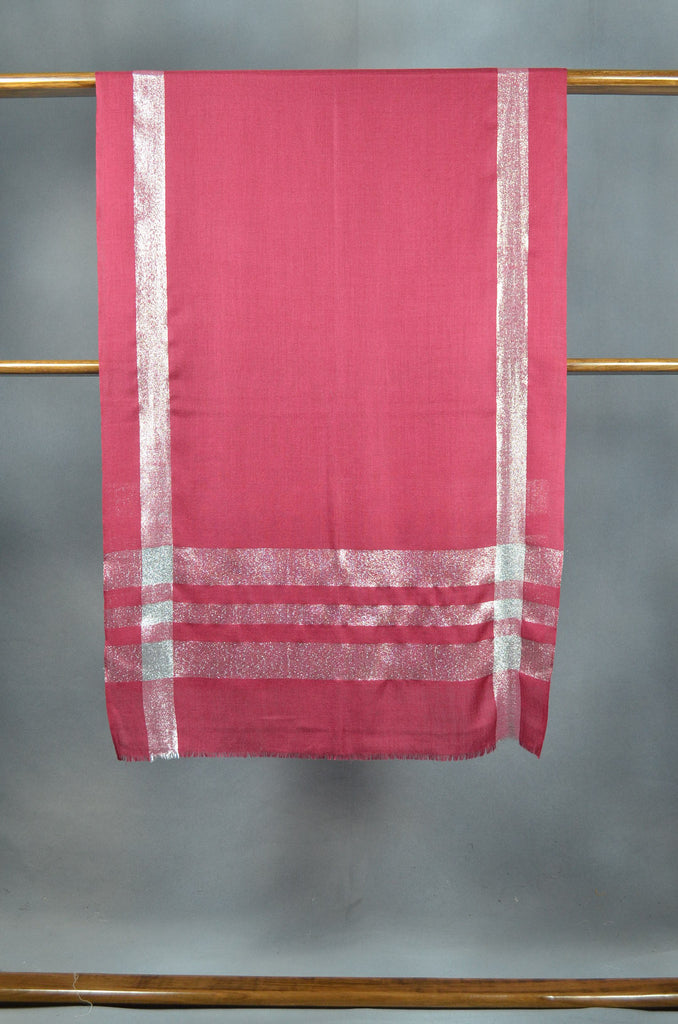 Maroon Zari Border Merino Scarf