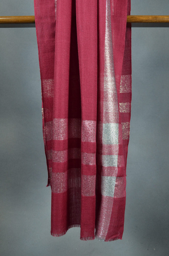 Maroon Zari Border Merino Scarf