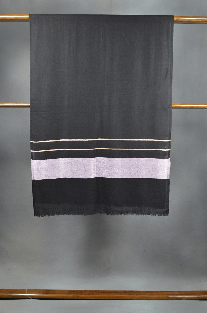 Baby Pink Border Merino & Silk Scarf