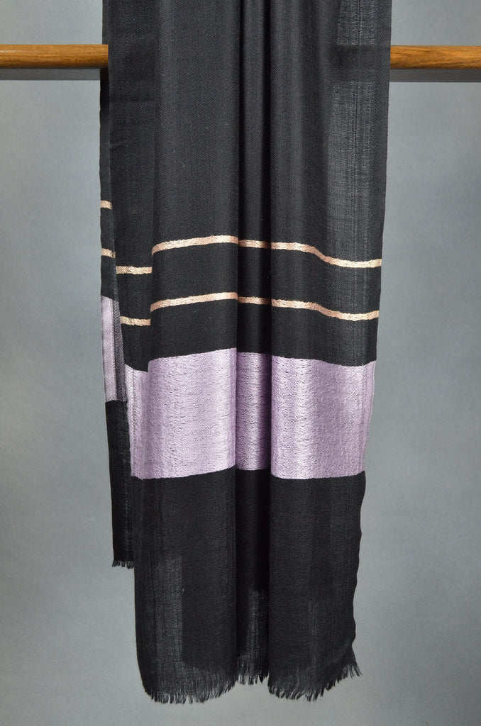 Baby Pink Border Merino & Silk Scarf