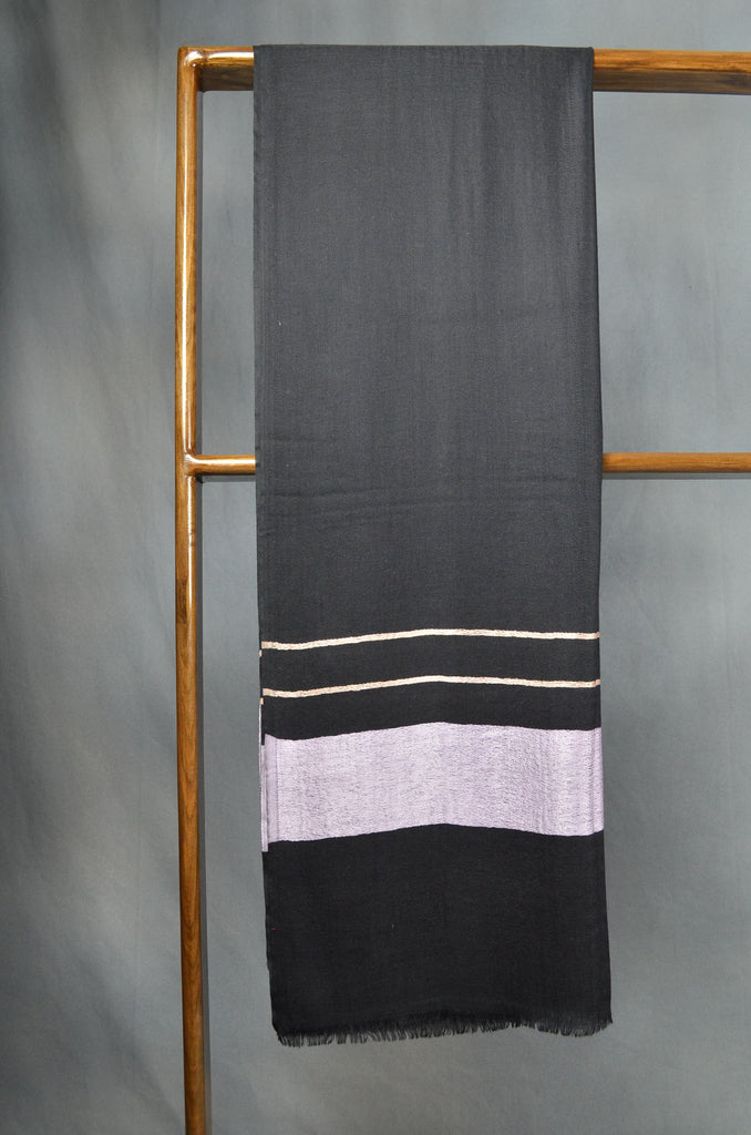 Baby Pink Border Merino & Silk Scarf