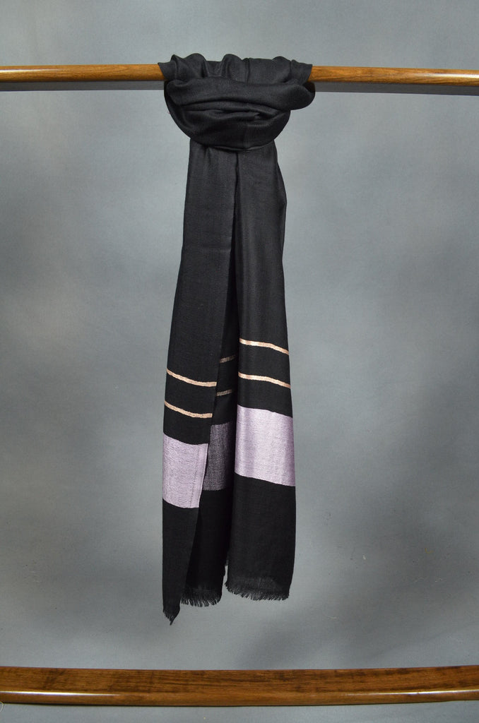 Baby Pink Border Merino & Silk Scarf