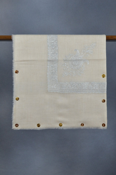 Ivory Neemdoor Pashmina Mussar