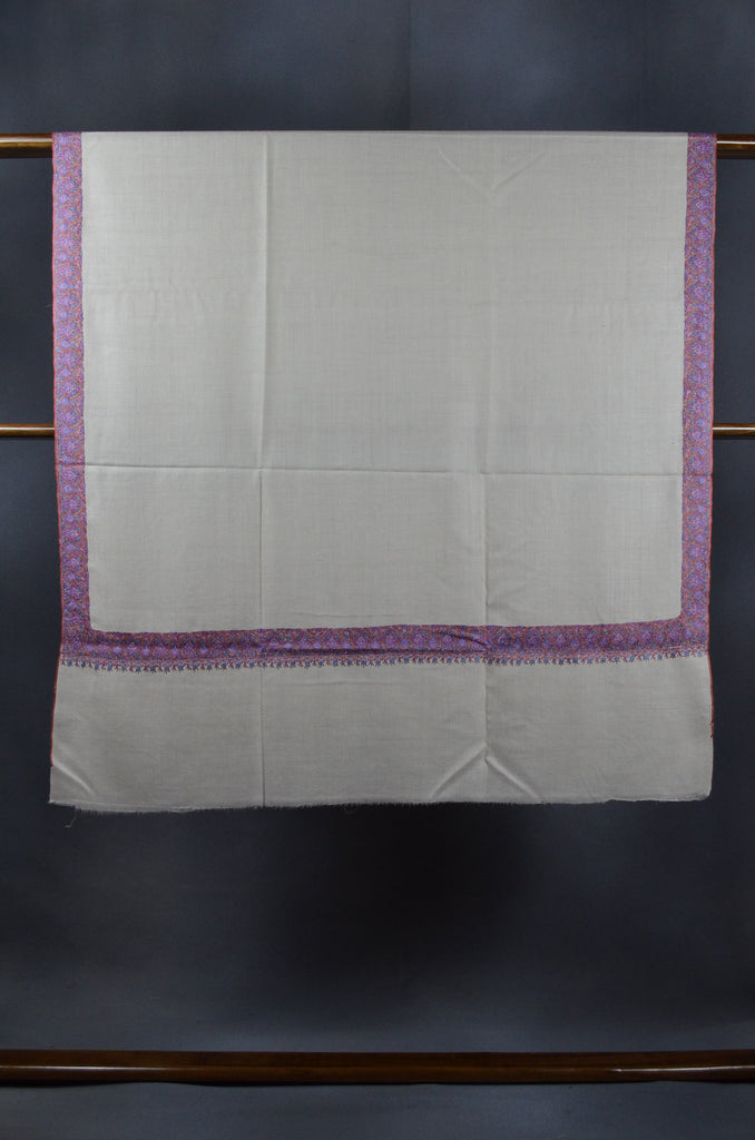 Ivory Base Big Border Embroidery Cashmere Pashmina Shawl