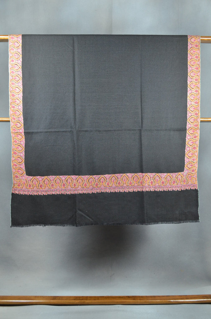 Black Base Big Red Border Embroidery Cashmere Pashmina Shawl