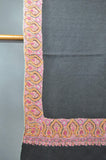 Black Base Big Red Border Embroidery Cashmere Pashmina Shawl