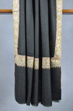Black Base Big Multicolor Border Embroidery Cashmere Pashmina Shawl