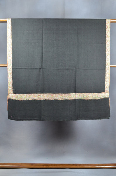Black Base Big Multicolor Border Embroidery Cashmere Pashmina Shawl