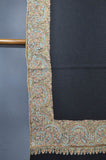 Black Base Big Red Blue Border Embroidery Cashmere Pashmina Shawl