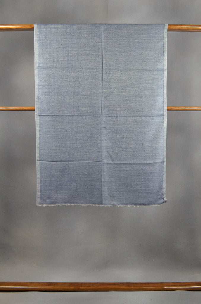 Grey & Light Green Reversible Merino & Silk Scarf