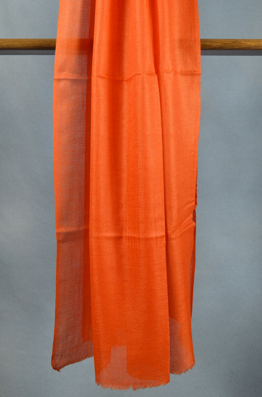 Extra-light weight Orange Color Merino Silk Scarf