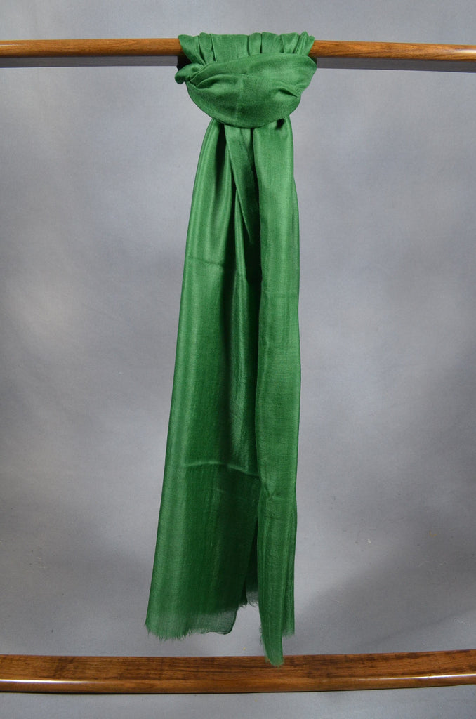 Extra-light weight Basil Green Color Merino Silk Scarf
