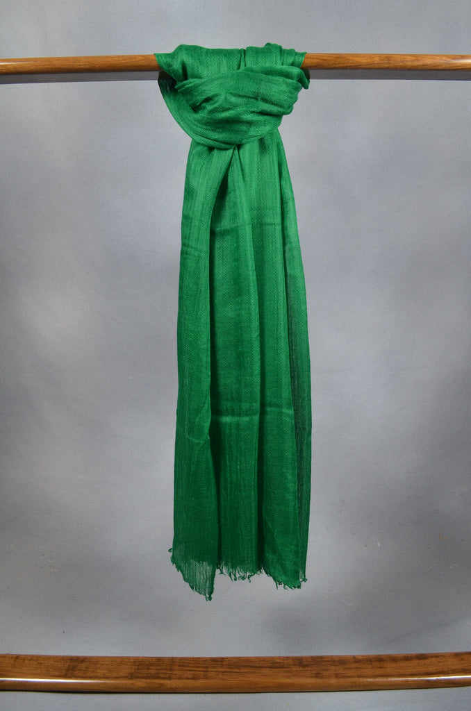 Extra-light weight Pine Green Color Merino Silk Scarf