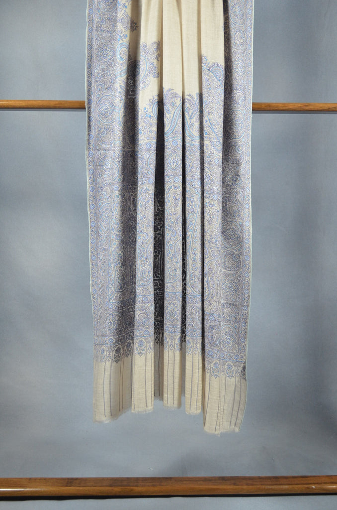 3 Yard Pashmina Big Border Embroidery  Shawl in Natural Base