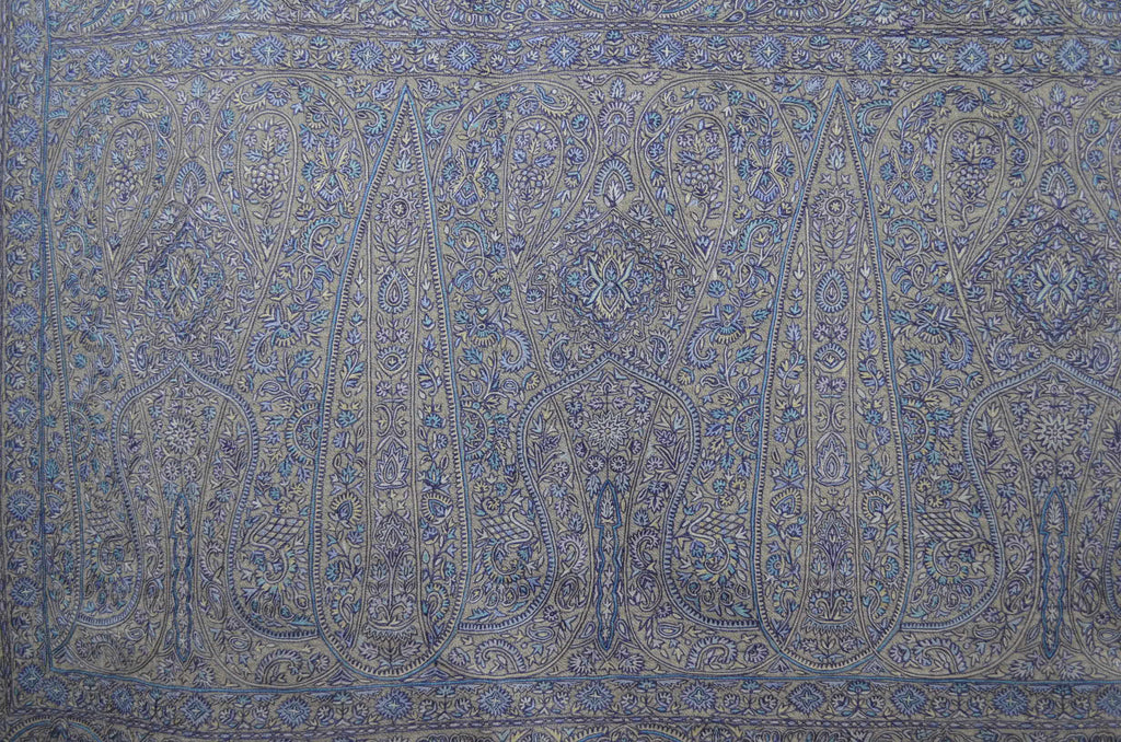 3 Yard Pashmina Big Border Embroidery  Shawl in Natural Base