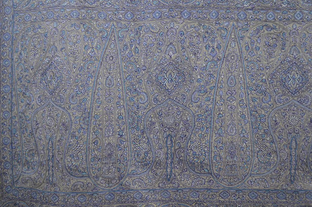 3 Yard Pashmina Big Border Embroidery  Shawl in Natural Base