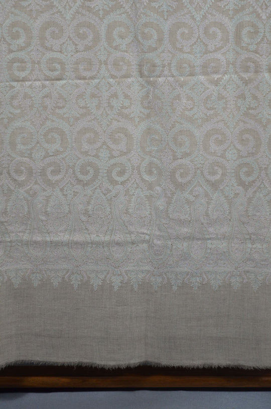 3 Yard Pashmina Full Embroidery  Jamawar Shawl in Natural Base