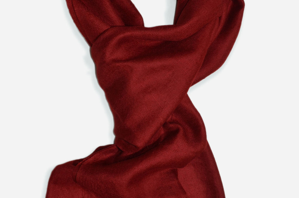 Beautifully light and scrumptiously soft "Mahogany" Cashmere Scarf is hand woven from the highest grade of 100% pure Cashmere from Kashmir.