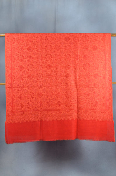 2.5 Yard Red Jamawar Embroidery Pashmina Shawl