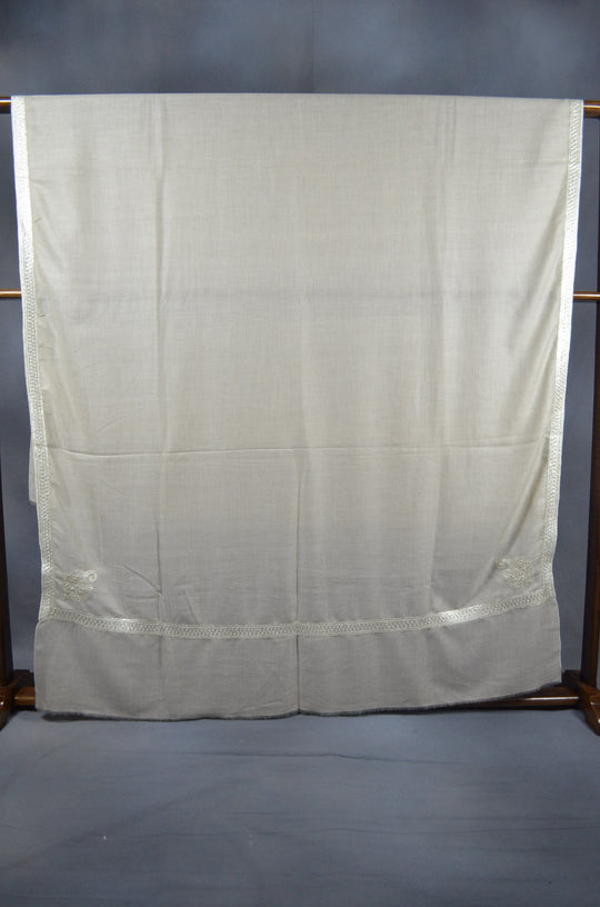 3 Yard Pashmina Border Tilla Embroidery Shawl in Ivory Base