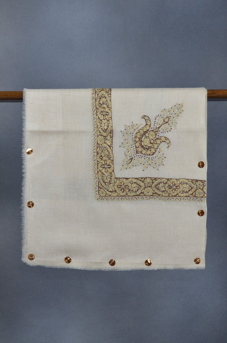 Ivory Neemdoor Pashmina Mussar