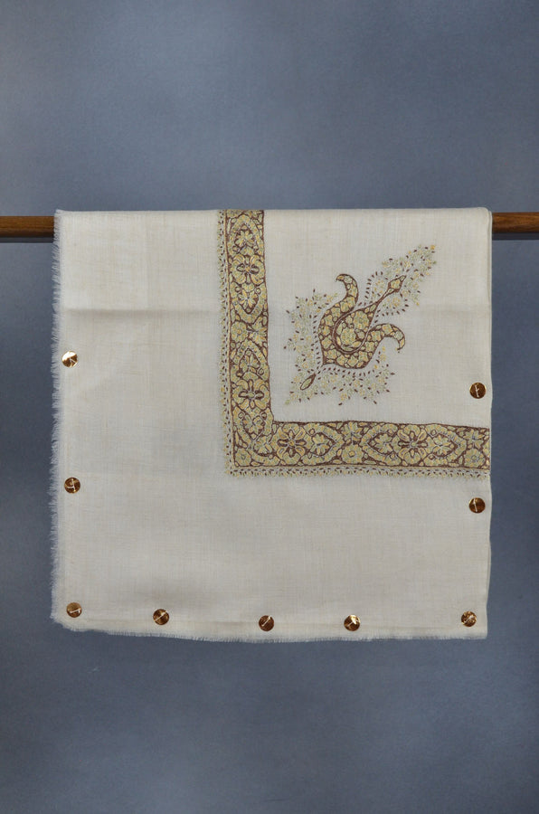 Ivory Neemdoor Pashmina Mussar