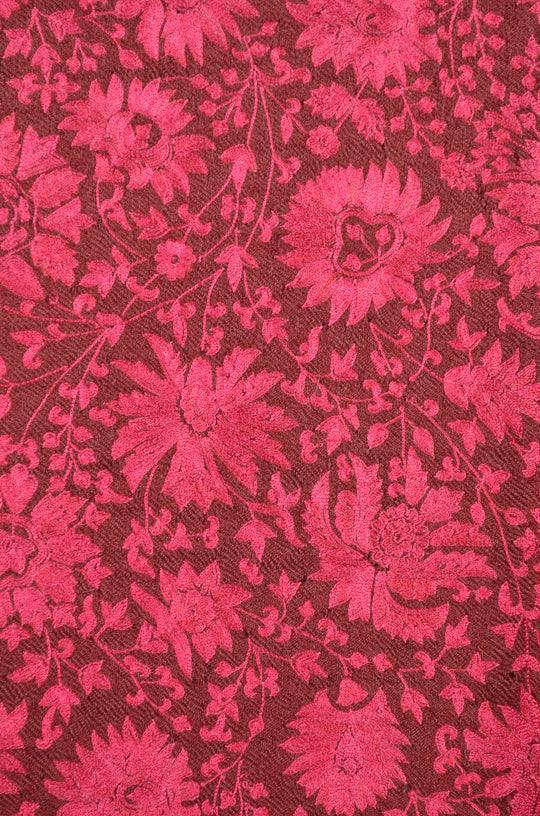 3 Yard Maroon Pashmina Jamawar Full Embroidery Shawl
