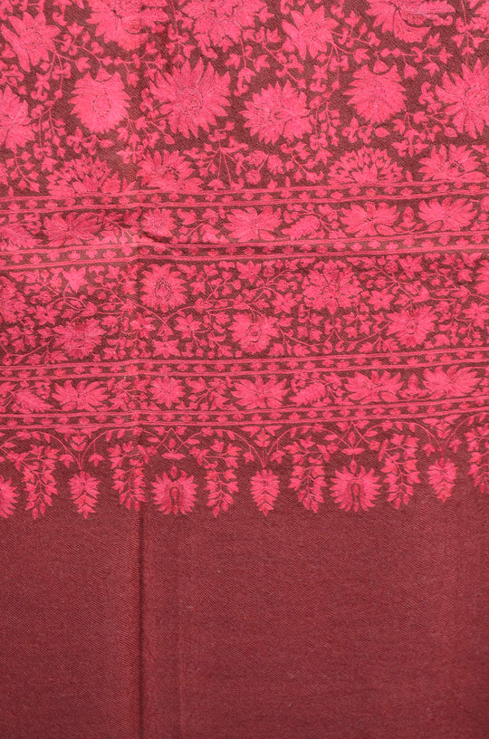 3 Yard Maroon Pashmina Jamawar Full Embroidery Shawl