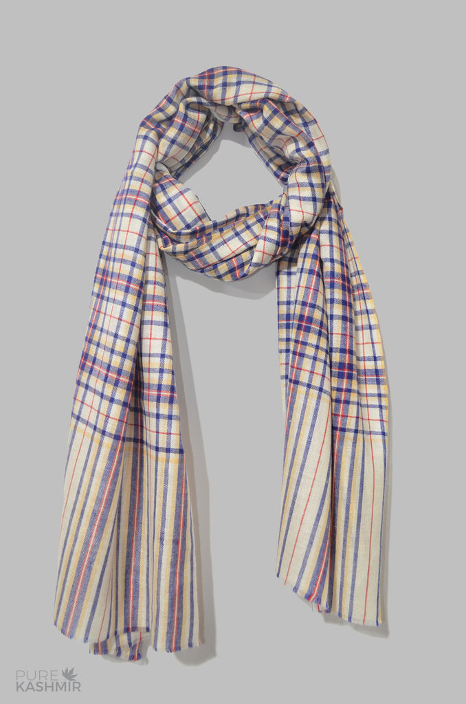 Beautiful Plaid Handwoven Cashmere Pashmina Shawl