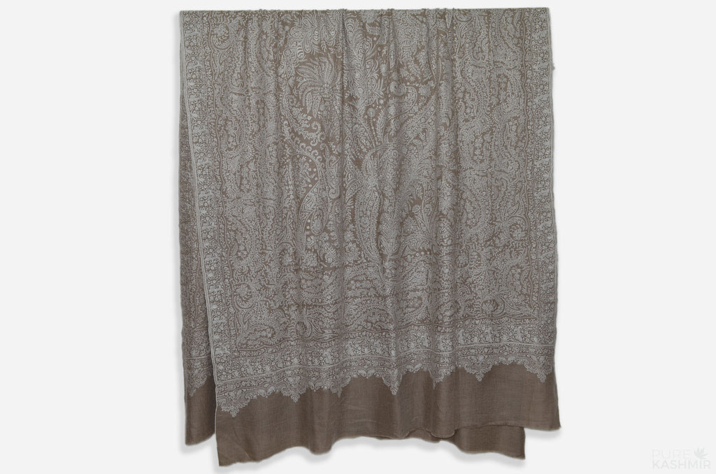 Oversized Natural 3 Yard Pashmina Jamawar Shawl
