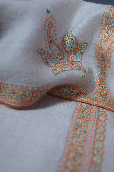 Smoke Border Embroidery Cashmere Pashmina Shawl