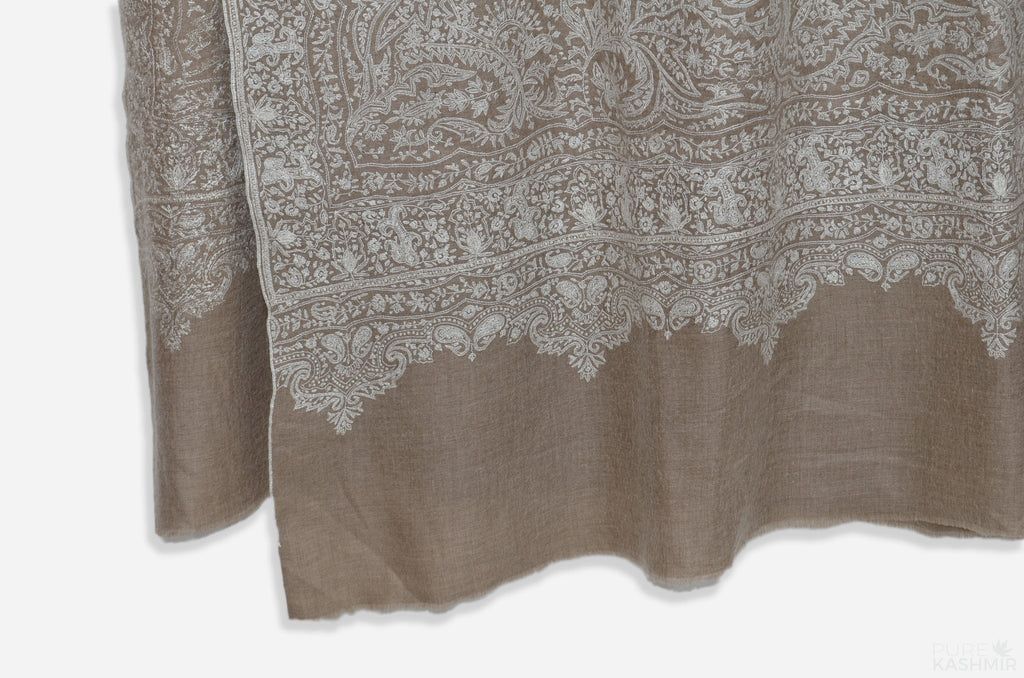 Oversized Natural 3 Yard Pashmina Jamawar Shawl